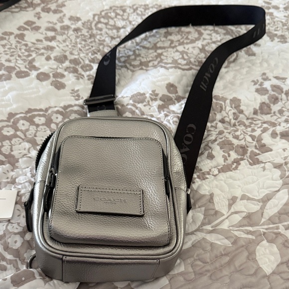 Coach Handbags - Coach Silver Leather cross body